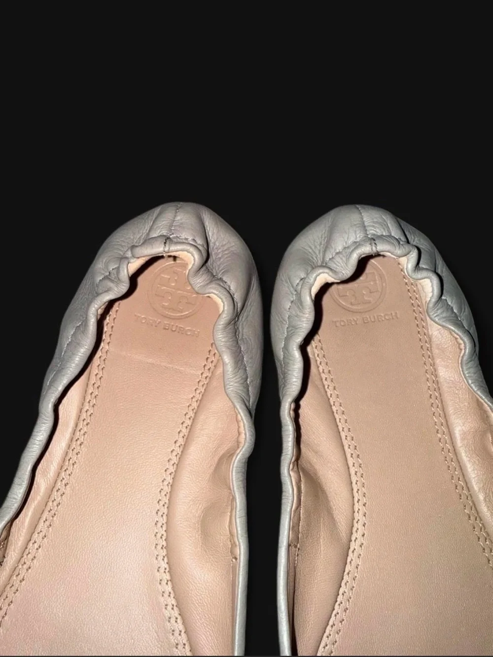 Tory Burch Metallic Champagne Reva Ballet Flats Size 9